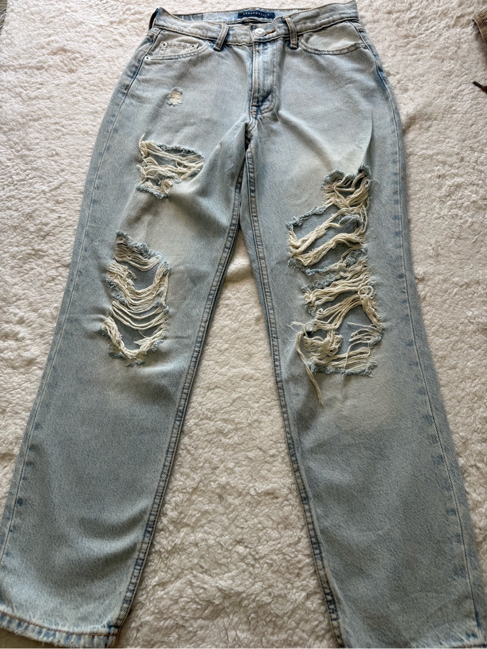 Aeropostale Light Blue Distressed Mom Jeans